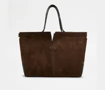 Di Bag Folio aus Veloursleder Medium-Small, SCHWARZ,BRAUN, - Bags