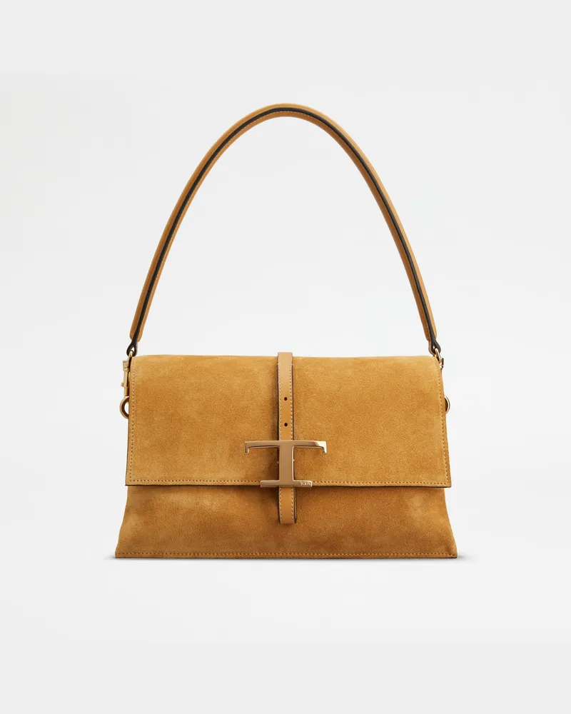 TOD'S Flap-Tasche T Timeless aus Veloursleder Mini, BRAUN,  - Bags Braun