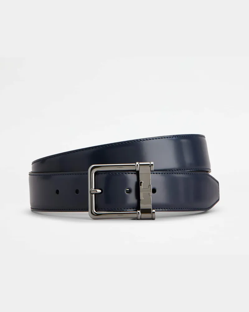 TOD'S Verstellbarer und wendbarer Gürtel aus Leder, SCHWARZ,BLAU, 95 - Belts Schwarz