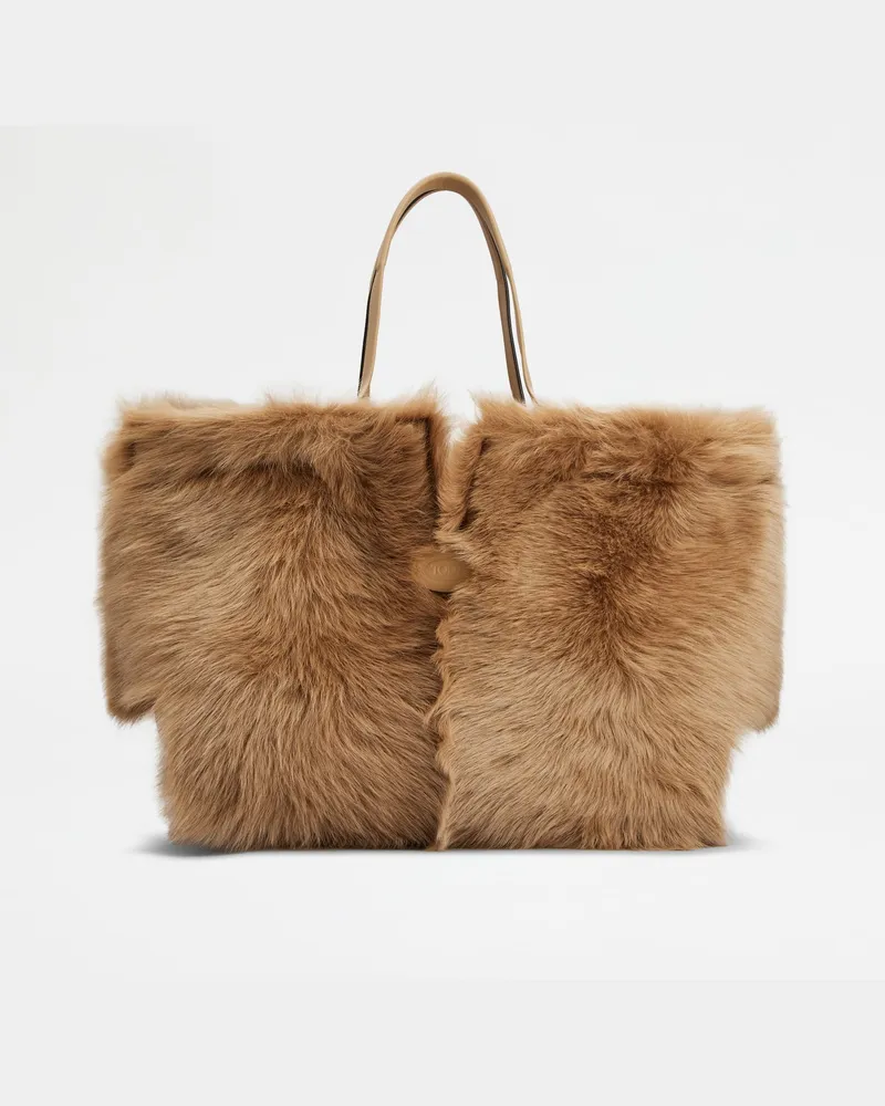 TOD'S Di Bag Folio aus Fell Medium-Small, BEIGE,  - Bags Beige