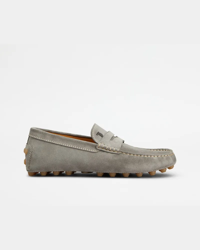 TOD'S Mokassins Gommino Bubble aus Veloursleder, GRAU Shoes Grau