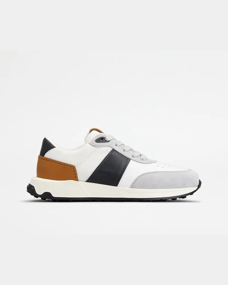 TOD'S Sneakers aus Leder und technischem Gewebe, BLAU,BRAUN,GRAU Shoes Blau