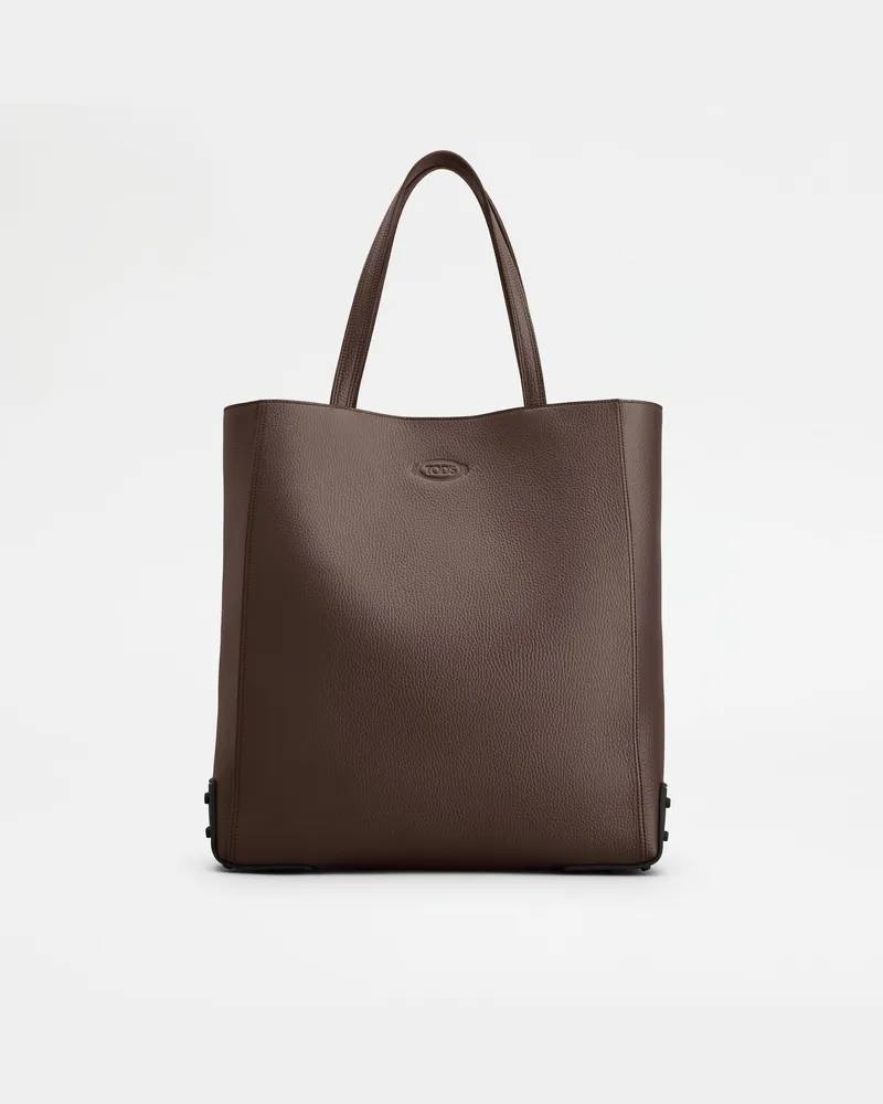 TOD'S Tote-Shopper aus Leder Medium, BRAUN,  - Bags Braun
