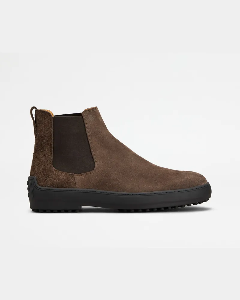 TOD'S Chelsea Boots Winter Gommino aus Veloursleder, BRAUN Shoes Braun