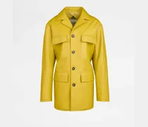 Safarijacke aus Leder, GELB, 40 - Coat / Trench