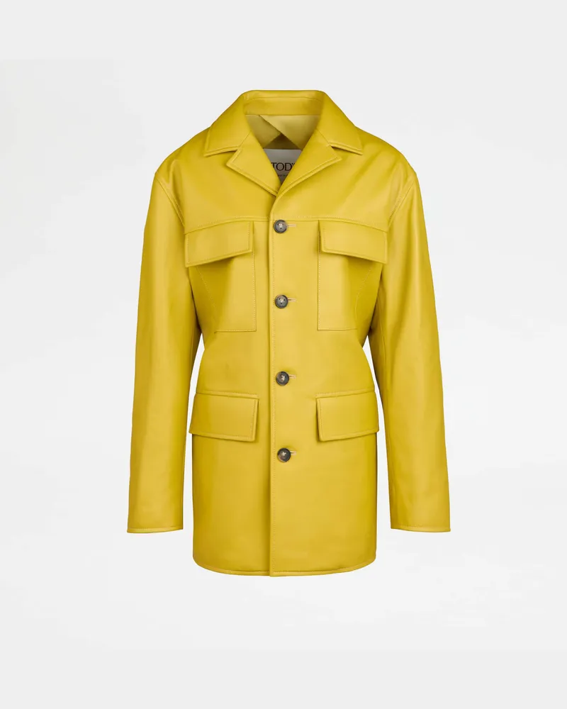 TOD'S Safarijacke aus Leder, GELB Coat / Trench Gelb