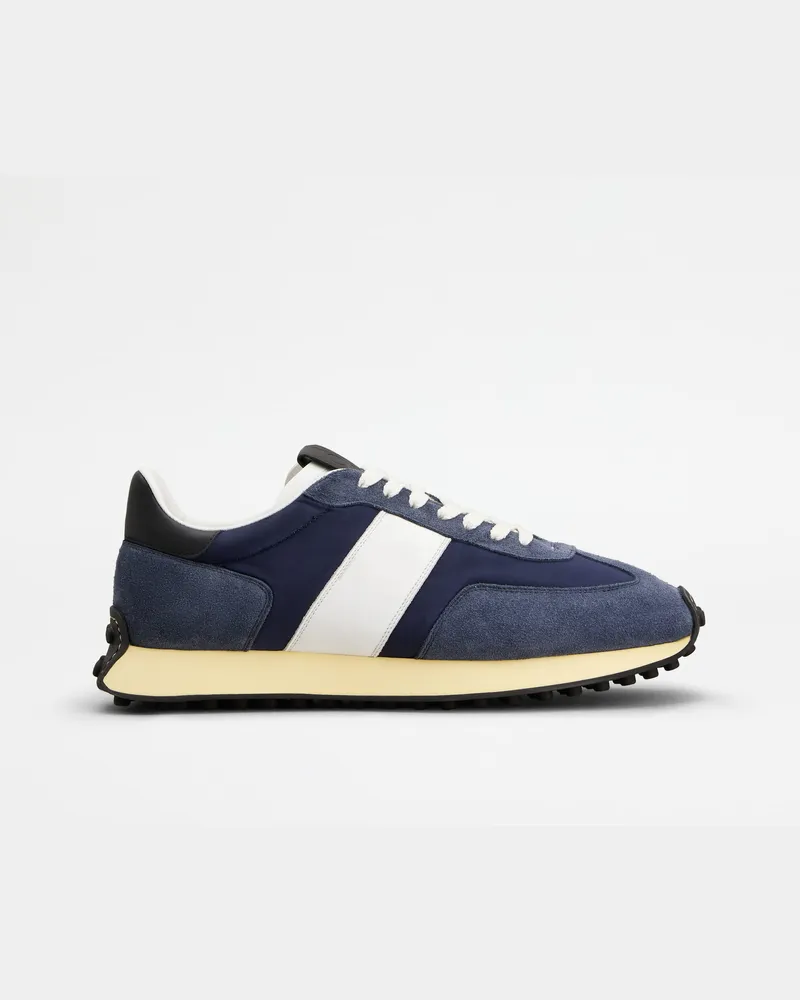 TOD'S Sneakers T Vintage aus Veloursleder und technischem Gewebe, SCHWARZ,WEISS,BLAU Shoes Schwarz