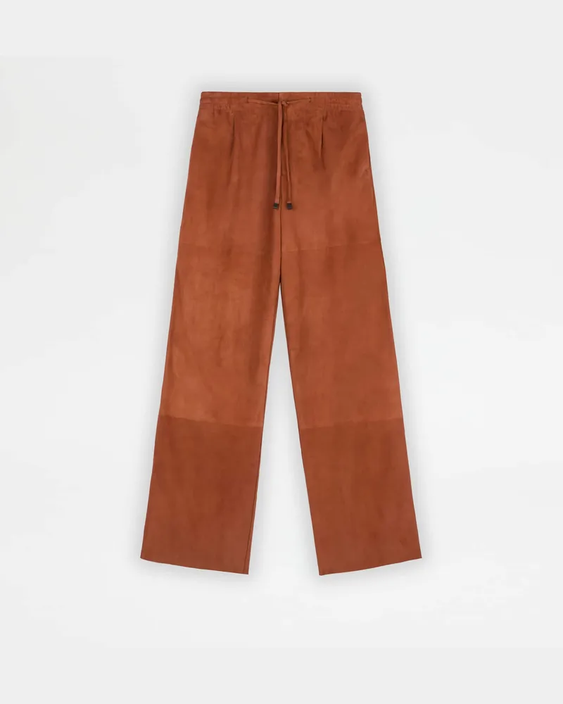 TOD'S Hose aus Pashmy-Veloursleder, ORANGE Trousers Orange
