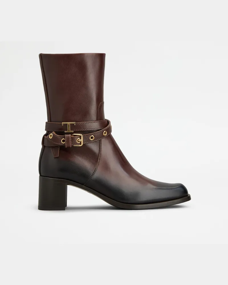 TOD'S Stiefeletten aus Leder, BRAUN Shoes Braun