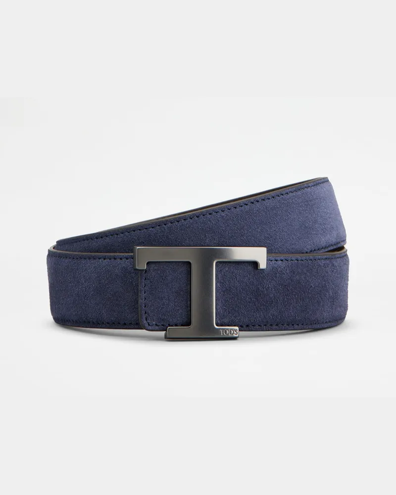 TOD'S Wendbarer Gürtel T Timeless aus Veloursleder, BLAU, 95 - Belts Blau