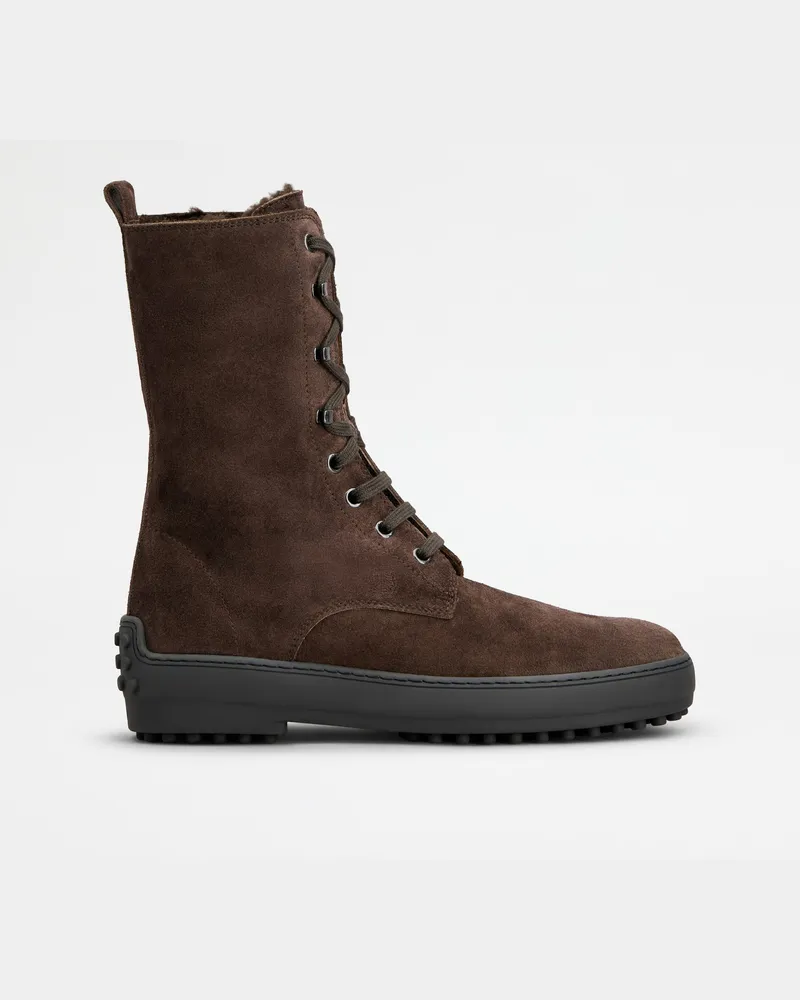 TOD'S Stiefeletten Winter Gommino aus Veloursleder, BRAUN Shoes Braun