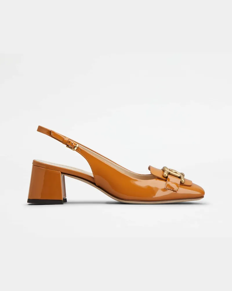 TOD'S Slingback-Pumps Kate aus Lackleder, ORANGE Shoes Orange