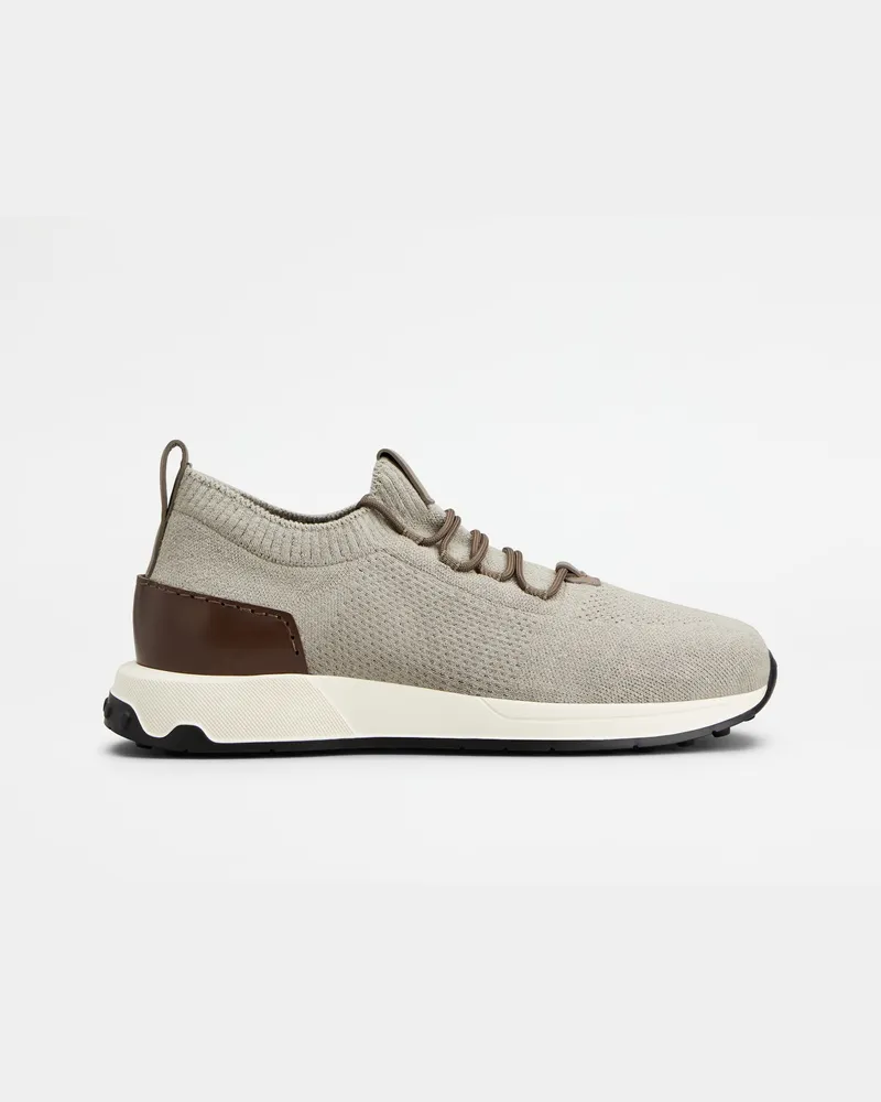TOD'S Sock-Sneakers aus technischem Gewebe und Leder, BRAUN,GRAU Shoes Braun