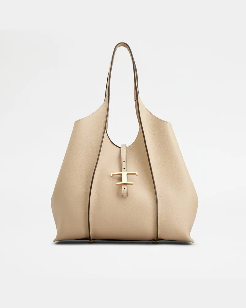 TOD'S Mittelgroße Shopping Bag T Timeless aus Leder, BEIGE,  - Bags Beige