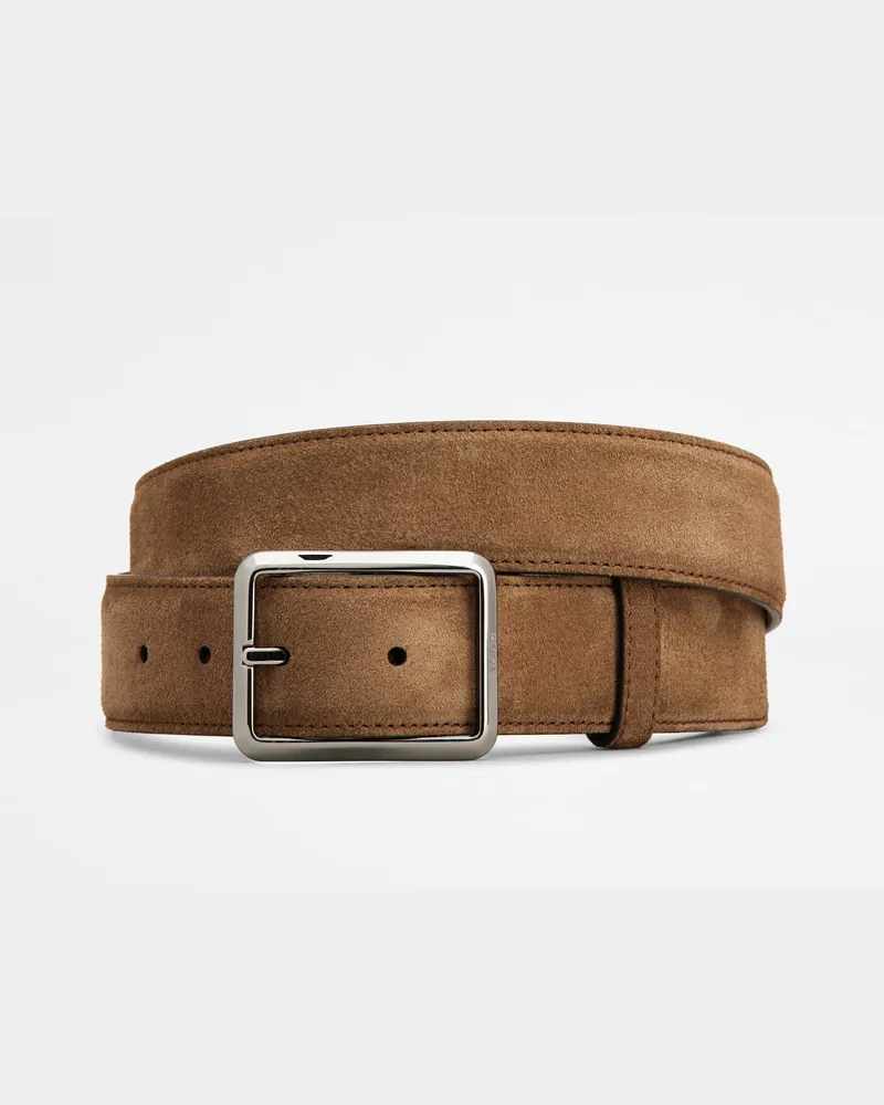TOD'S Gürtel aus Veloursleder, BRAUN, 95 - Belts Braun