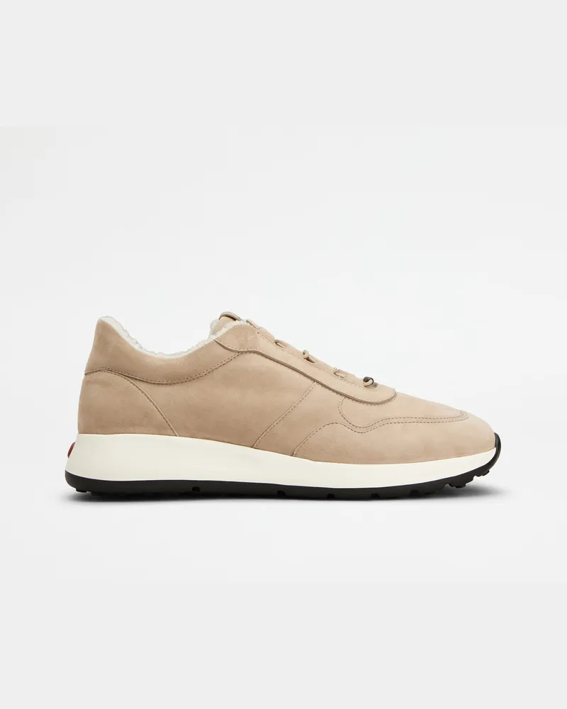 TOD'S Sneakers Red Dot aus Pashmy-Veloursleder, BEIGE Shoes Beige