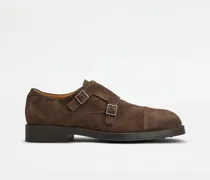 Monkstraps aus Veloursleder, BRAUN Shoes