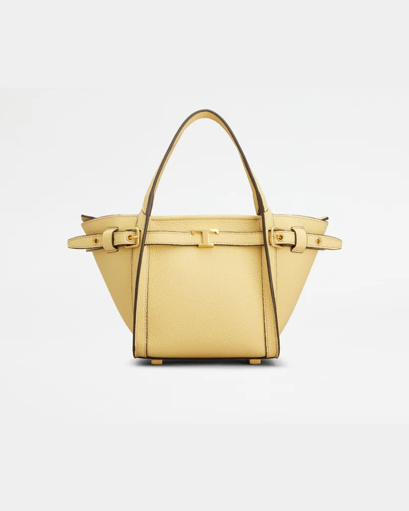 TOD'S Shopper T Signature aus Leder Mini, GELB,  - Bags Gelb