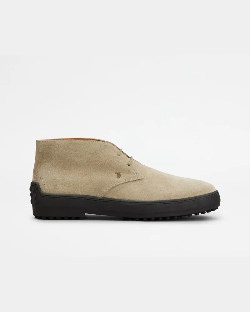 TOD'S Desert Boots Winter Gommino aus Veloursleder, BEIGE Shoes Beige