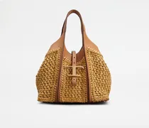 Shoppingtasche T Timeless aus Bast und Leder Medium, BRAUN,NATUR,  - Bags