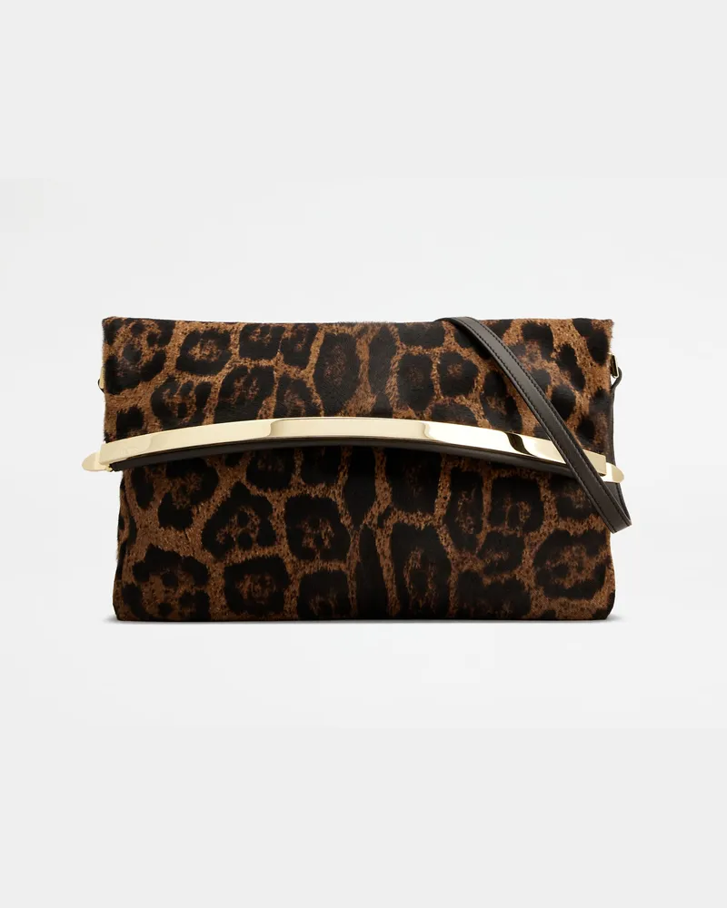 TOD'S Magenta Bag Flap aus Leder in Ponyfell-Optik Small, BRAUN,  - Bags Braun