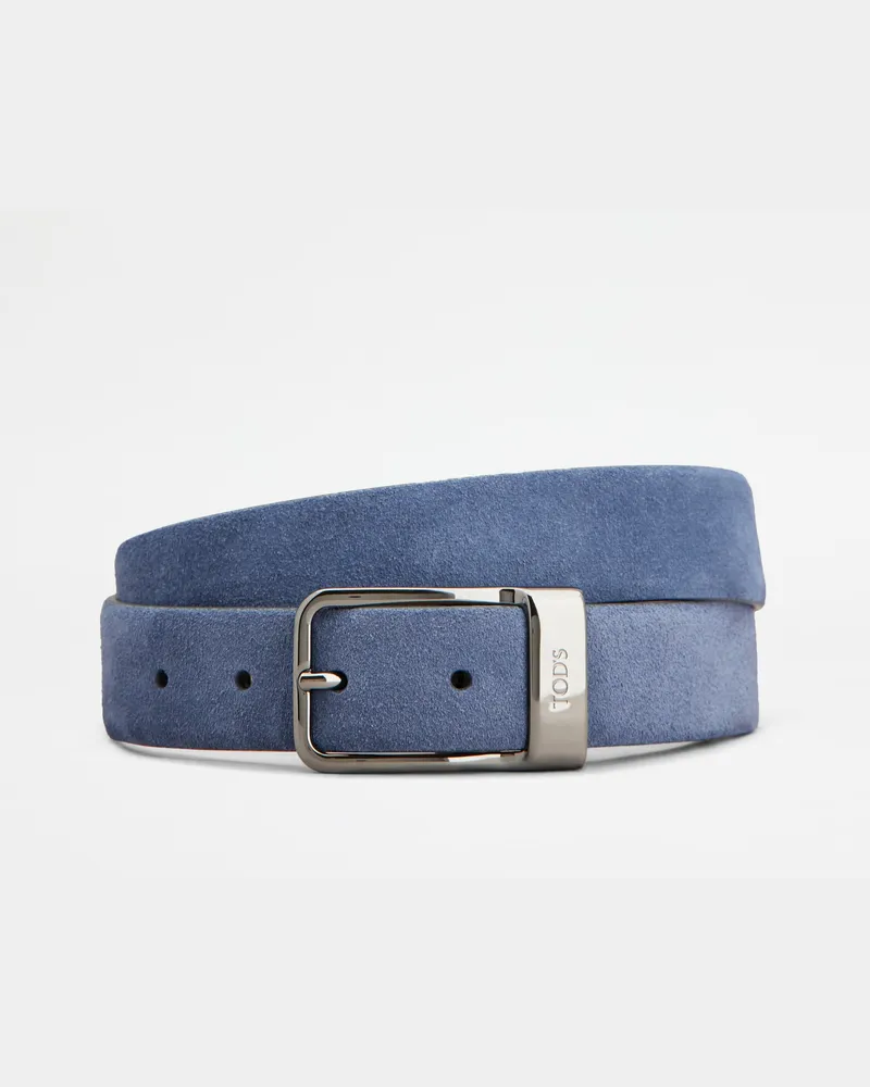TOD'S Gürtel aus Veloursleder, BLAU, 95 - Belts Blau