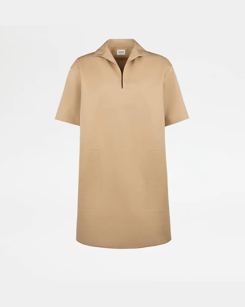 TOD'S Hemdblusenkleid aus Baumwolle und Seide, BRAUN Clothing Braun