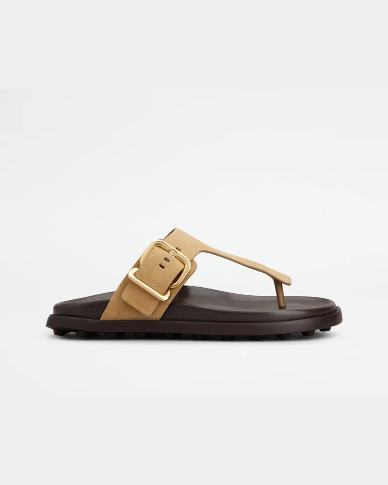 TOD'S Sandalen aus Veloursleder, BEIGE Shoes Beige