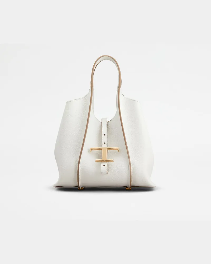 TOD'S Shopper T Timeless Mini aus Leder, WEISS,  - Bags Weiss