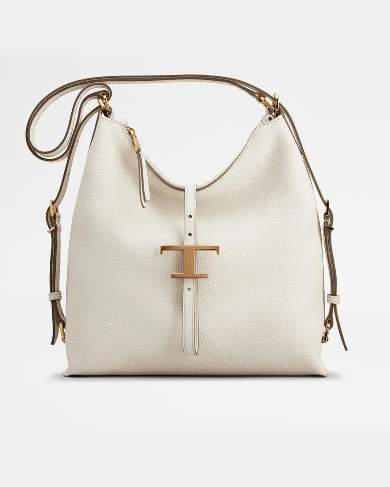 TOD'S Schultertasche T Timeless aus Leder Small, WEISS,  - Bags Weiss