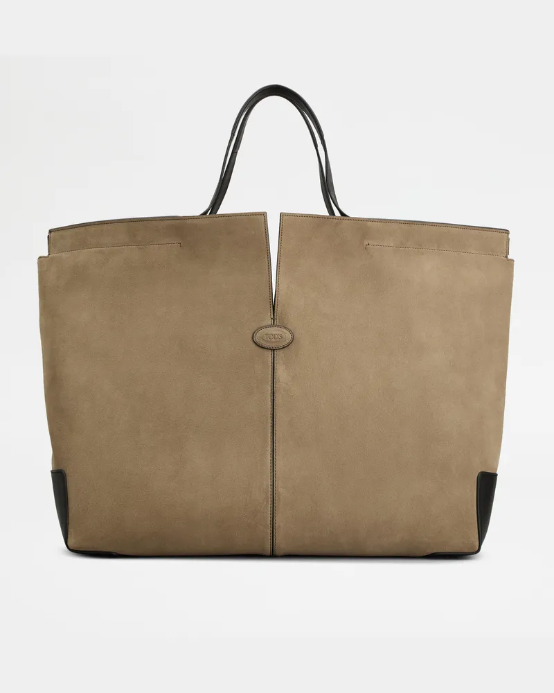 TOD'S Di Bag Folio aus Leder Maxi, SCHWARZ,BEIGE,  - Bags Schwarz