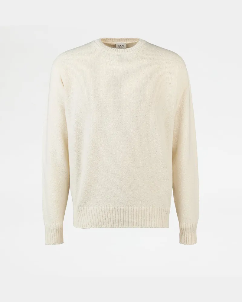 TOD'S Rundhalspullover aus Baumwolle, CREME Knitwear Creme