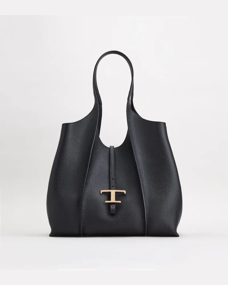 TOD'S Mittelgroße Shopping Bag T Timeless aus Leder, SCHWARZ,  - Bags Schwarz