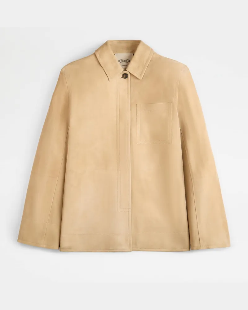 TOD'S Jacke aus Veloursleder, BRAUN Coat / Trench Braun