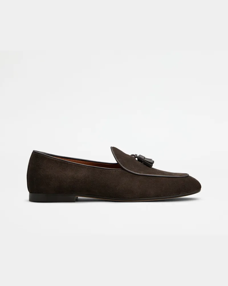 TOD'S Loafer mit Tasseln aus Veloursleder, BRAUN Shoes Braun