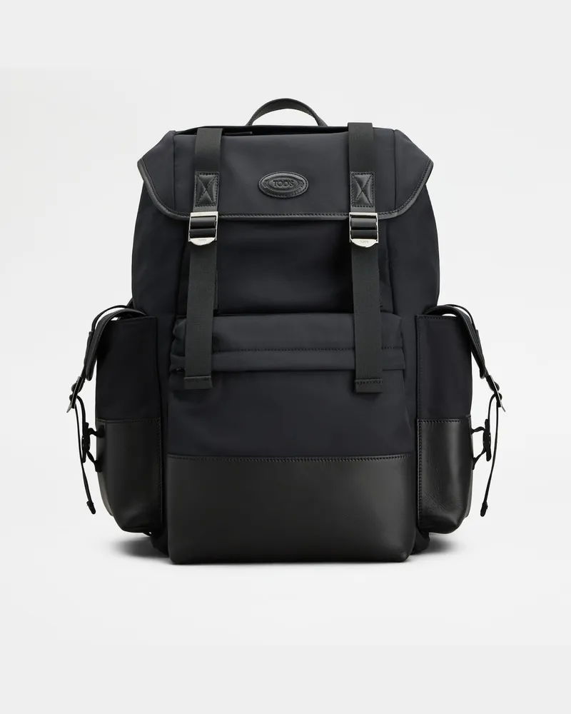 TOD'S Rucksack aus Stoff und Leder Medium, SCHWARZ,  - Bags Schwarz