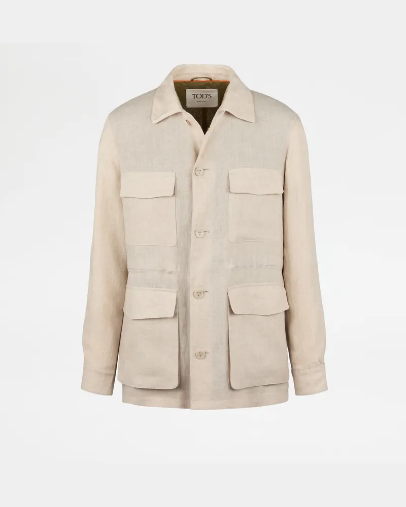 TOD'S Field Jacket aus Leinen, BEIGE Coat / Trench Beige