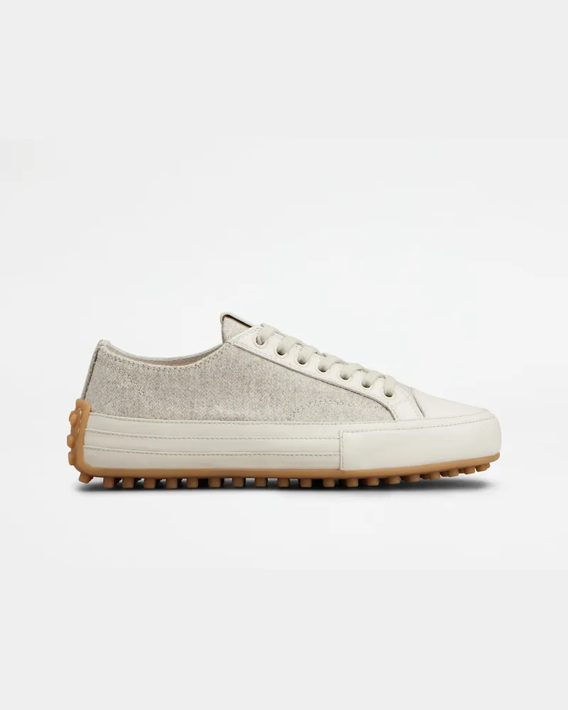 TOD'S Sneakers aus Stoff und Leder, CREME,GRAU Shoes Creme