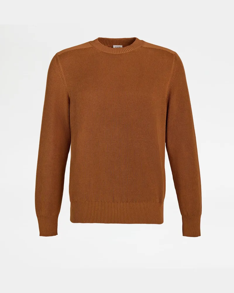 TOD'S Rundhalspullover aus einer Seidenmischung, BRAUN, XX - Knitwear Braun
