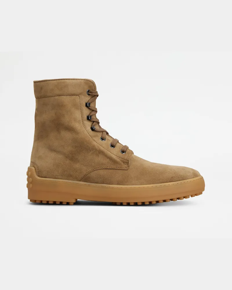 TOD'S Stiefeletten Winter Gommino aus Pashmy-Veloursleder, BEIGE Shoes Beige