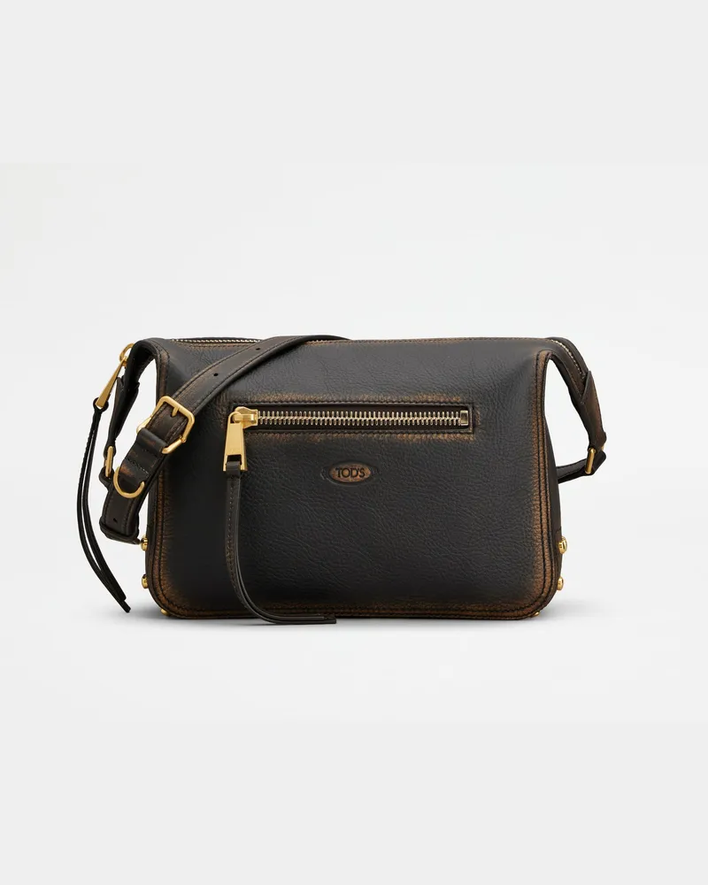 TOD'S Schultertasche Metal Dots aus Leder Mini, BRAUN,SCHWARZ,  - Bags Braun