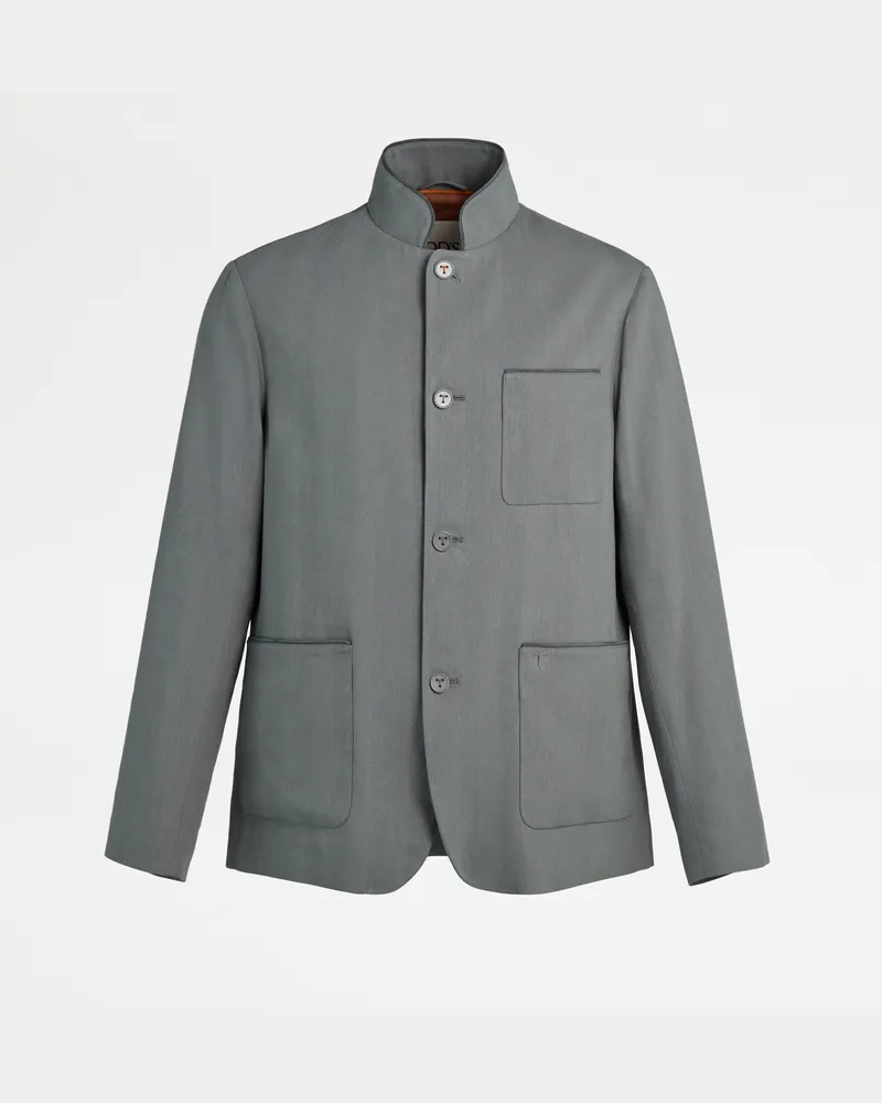 TOD'S Jacke Castello aus Leinen und Seide, GRAU Coat / Trench Grau