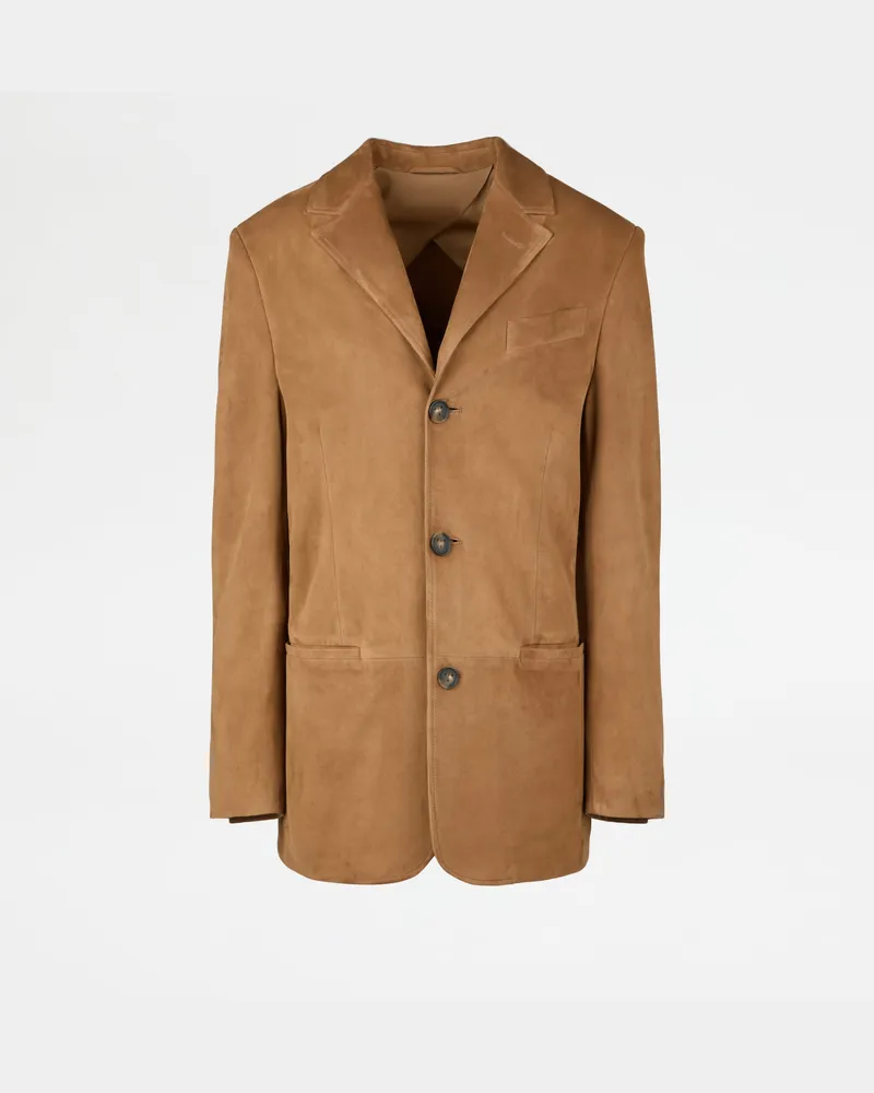 TOD'S Blazer aus Pashmy-Veloursleder, BRAUN Jackets Braun