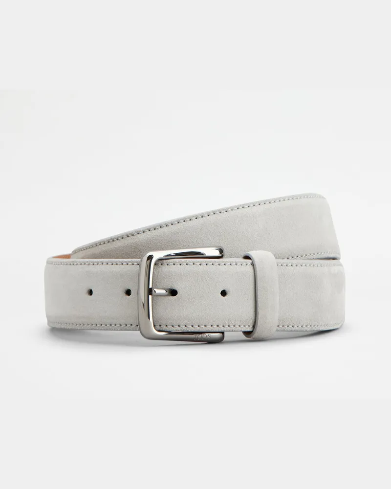 TOD'S Gürtel aus Veloursleder, GRAU, 95 - Belts Grau