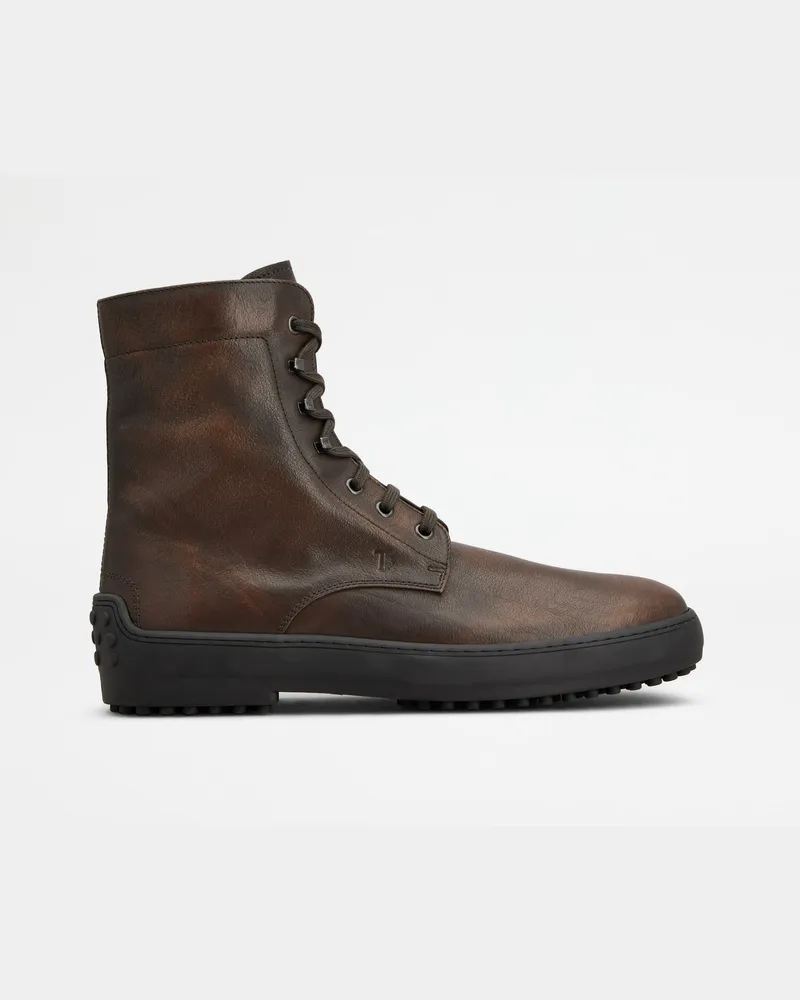 TOD'S Stiefeletten Winter Gommino aus Leder, BRAUN Shoes Braun