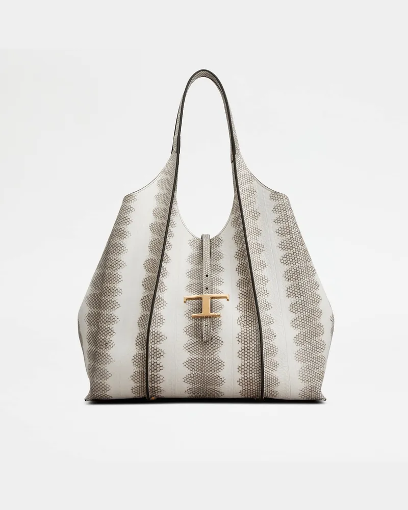 TOD'S Shopper T Timeless aus Reptilienleder Medium, BEIGE,  - Bags Beige