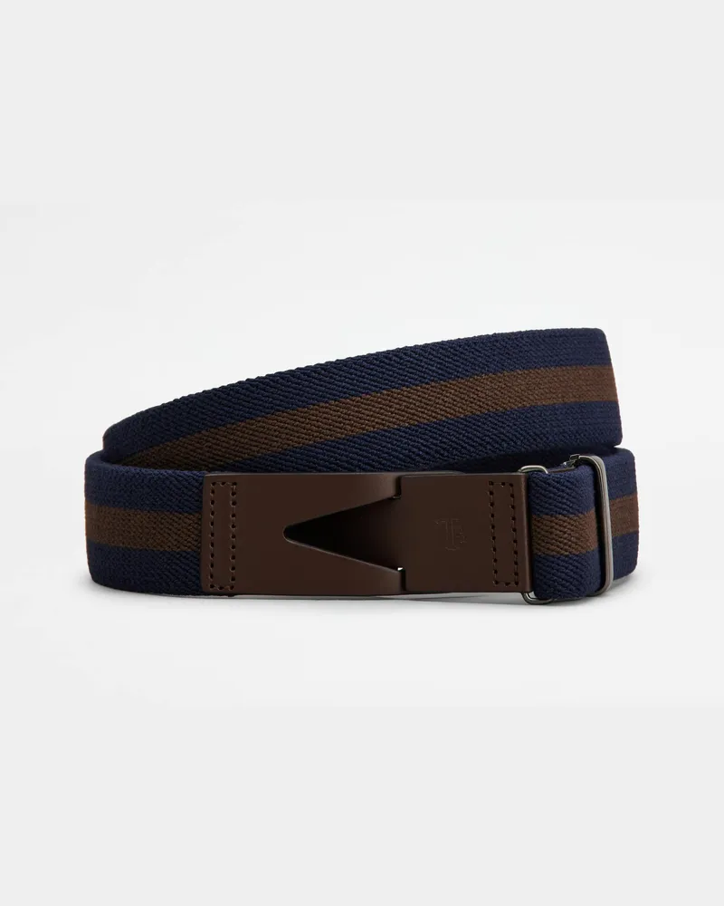 TOD'S Gürtel aus Canvas und Leder, BRAUN,BLAU Belts Braun
