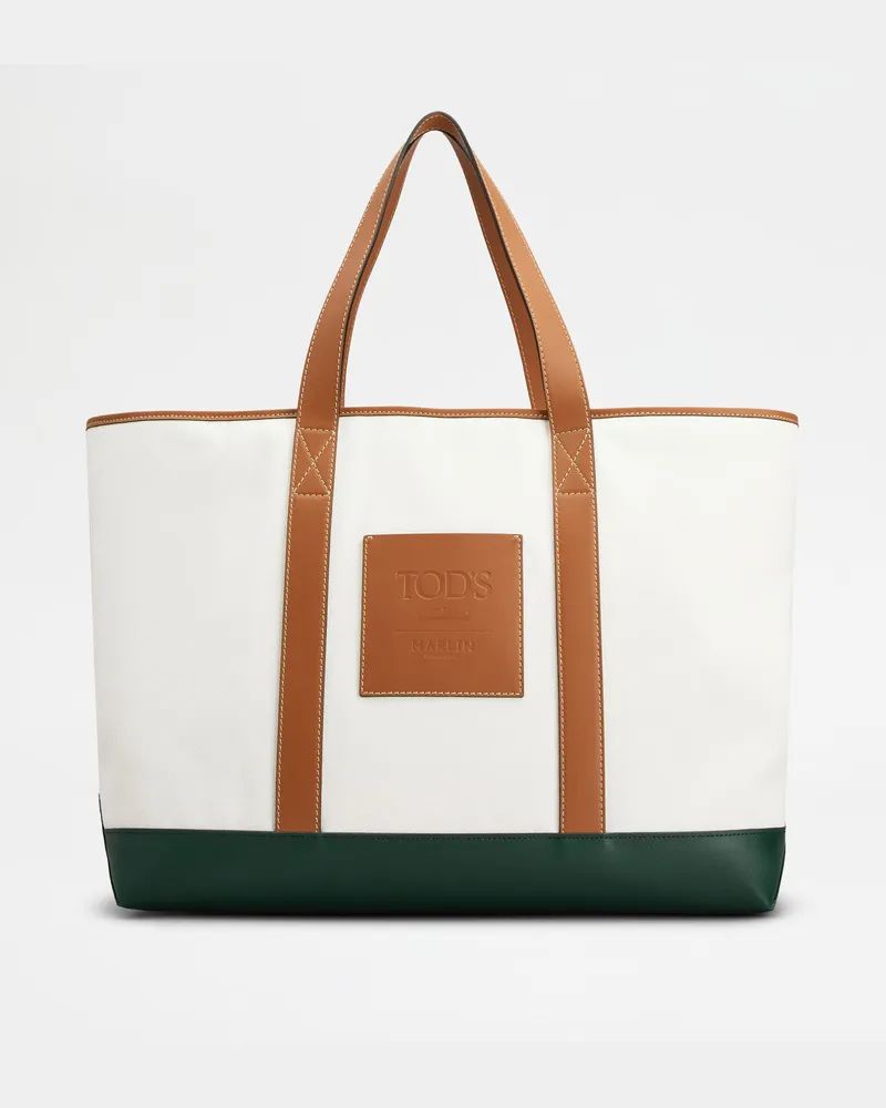 TOD'S Shopper aus Canvas und Leder Large, BRAUN,GRÜN,WEISS,  - Bags Braun