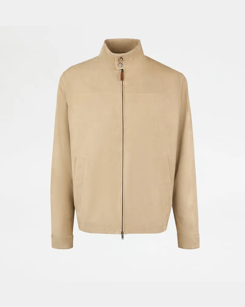 TOD'S Jacke aus Pashmy-Veloursleder, BEIGE Coat / Trench Beige