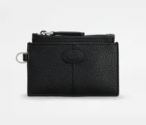 Kartenetui zum Umhängen aus Leder, SCHWARZ,  - Wallets